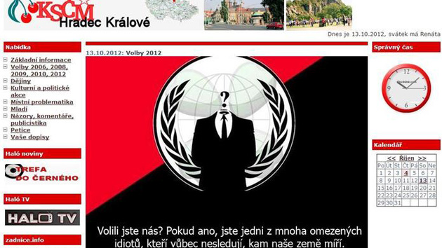 Anonymous carga contra los comunistas checos tras su triunfo y 'retoca' su portal